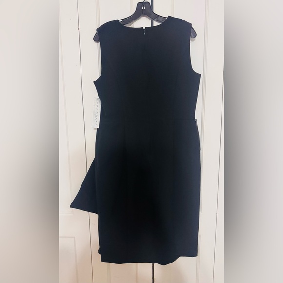 Kay Unger Black Raven Draped Sheath Midi Dress - Picture 6 of 8